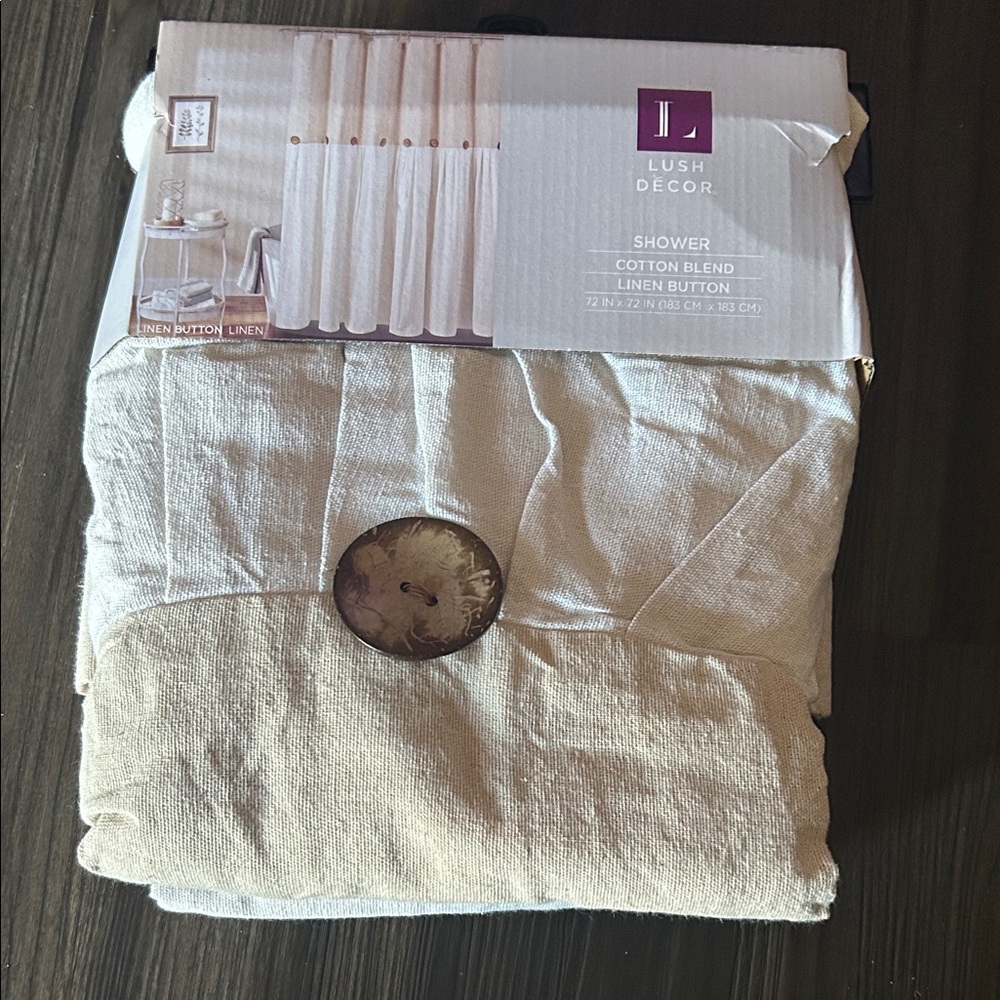 Linen Button Shower Curtain - Cream